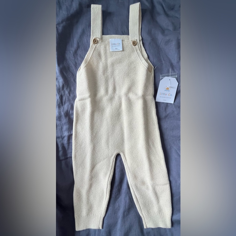 NWT Little Co. Baby Cream Knit Overalls